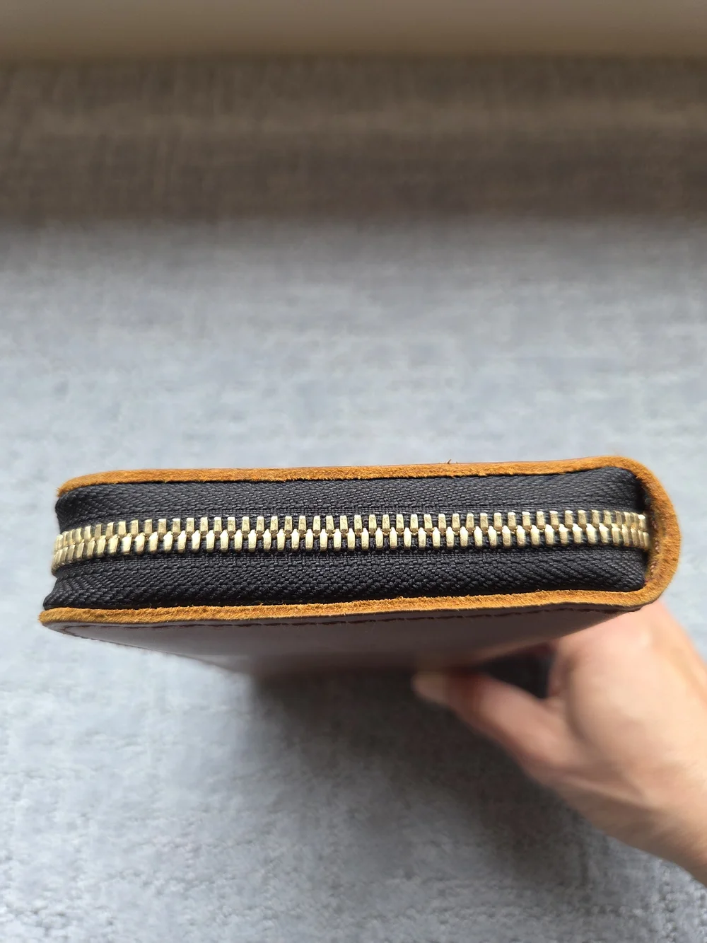 OG Portland Leather Honey Accordian Zip Wallet